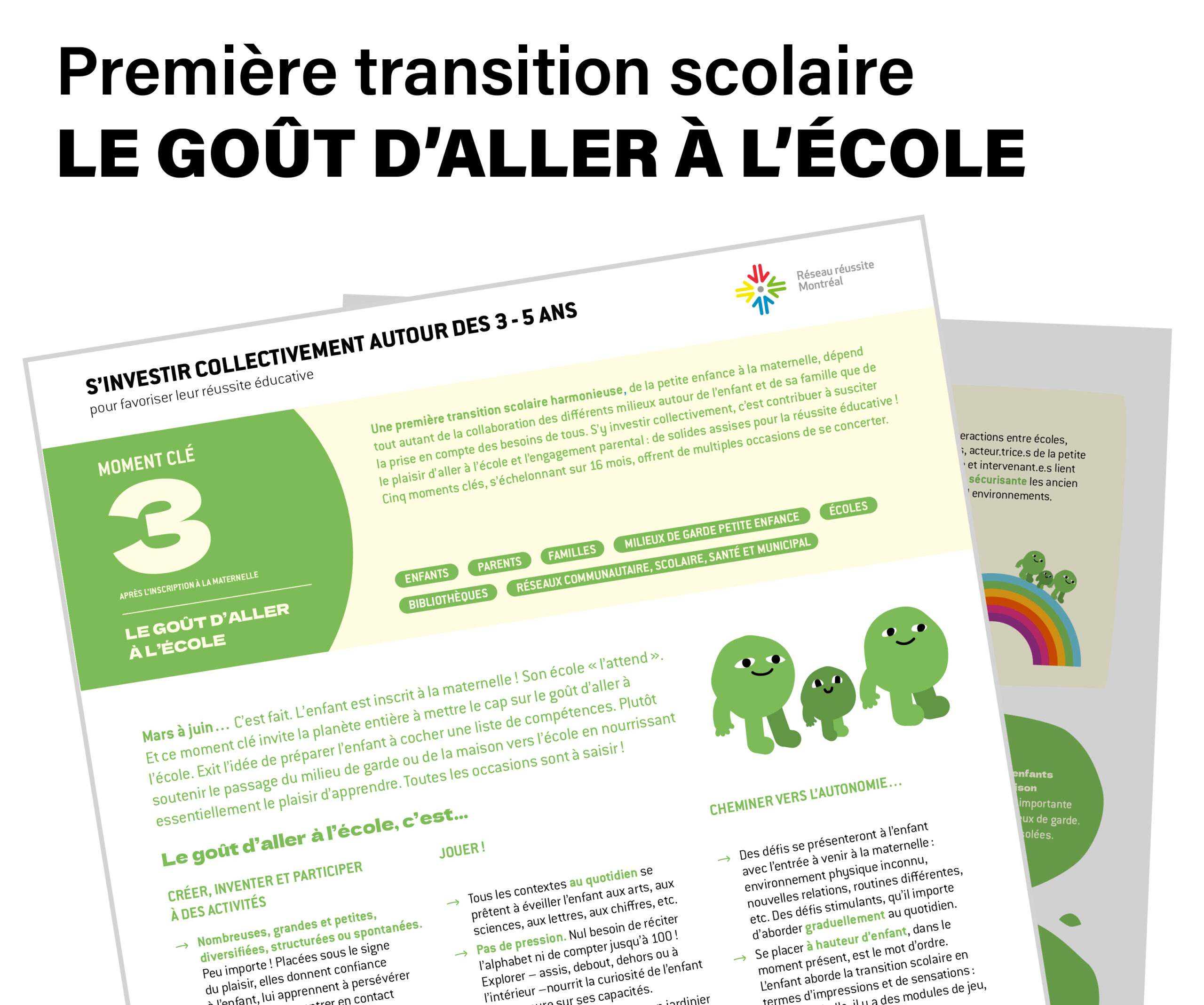 Feuillet sur les moments clés de la première transition scolaire